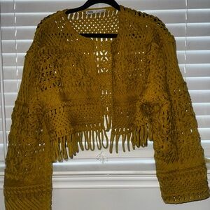Zara Golden Yellow Crochet Cardigan